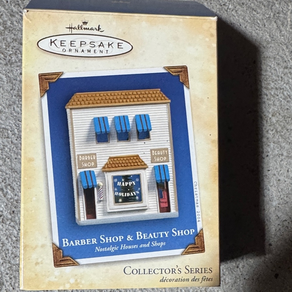 Hallmark Keepsake Nostalgic Barber & Beauty Shop Ornament - Blue and White